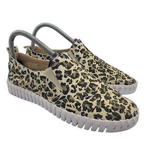 Ilse Jacobsen Womens 8.5-9 Perforated Slip-On Shoes Printed Tulip Latte Leopard